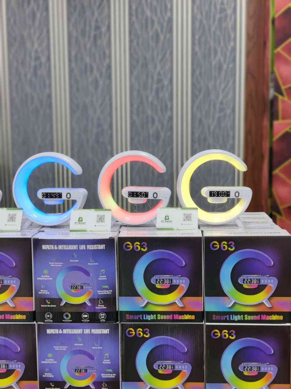 Intelligent Atmosphere RGB Light Bluetooth Speaker With Wireless Charging বুদ্ধিমান বায়ুমণ্ডল আরজিবি হালকা ব্লুটুথ স্পিকার